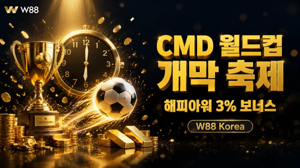W88 CMD 월드컵 개막 축제 & 해피아워 3% 보너스 완벽 가이드 2026